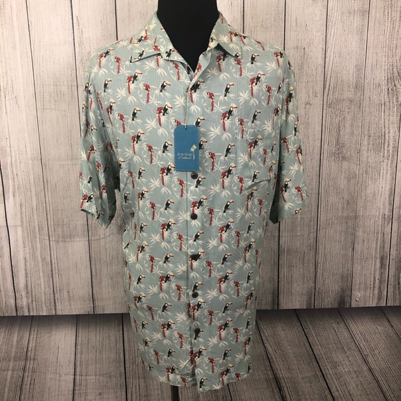 Caribbean 2XT Parrot Hawaiian Button-Up Shirt - Picture 2 of 7